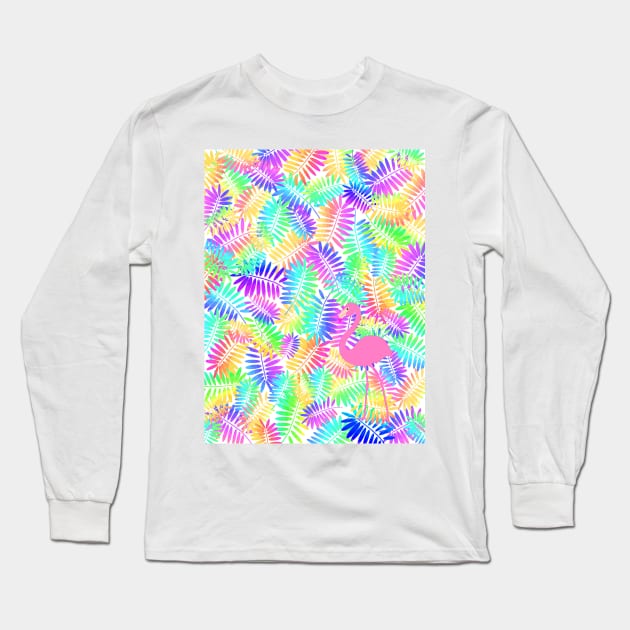 Tropical Blast Flamingo Long Sleeve T-Shirt by SartorisArt1